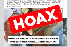 Tangkapan layar unggahan Facebook yang menyebarkan hoaks pemeran Walid meninggal dunia
