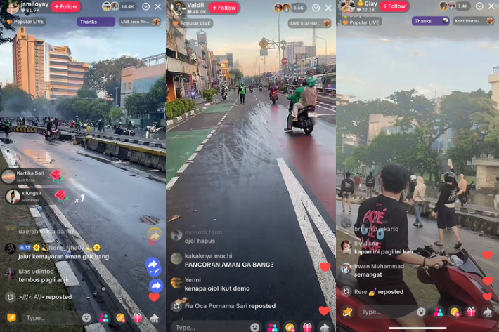Netizen tetap melakukan siaran langsung lewat sosial media meski ada larangan live streaming dari kepolisian.
