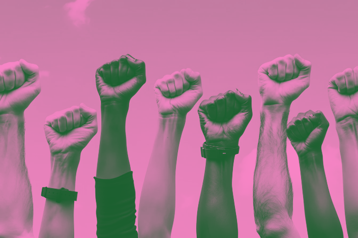 Brave pink hero green