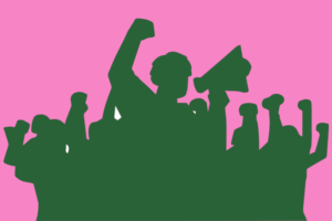 Ilustrasi anak ikut demonstrasi