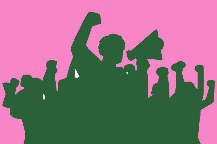 Ilustrasi anak ikut demonstrasi